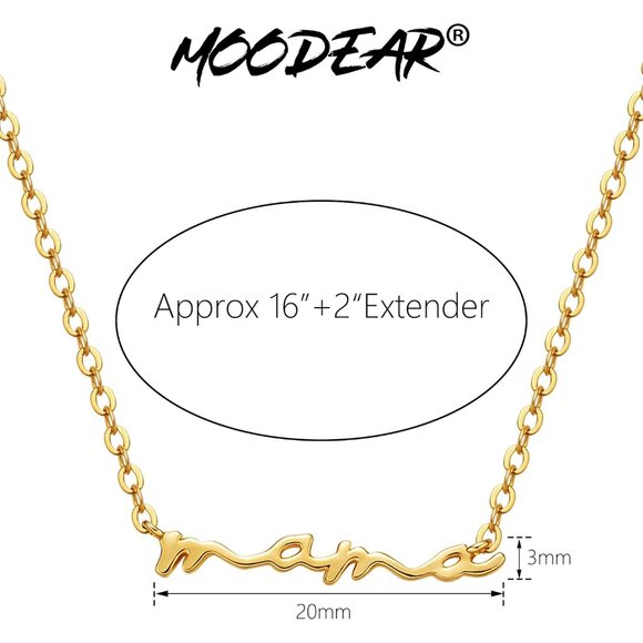 Timeless 18K Gold Plated Mama Pendant Necklace - Hypoallergenic & Non-Tarnish - Picture 6 of 9